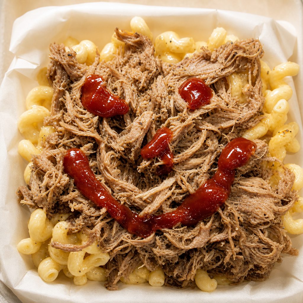 Pulled Pork Mac and Cheese.