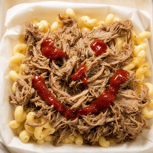 Pulled Pork Mac and Cheese.